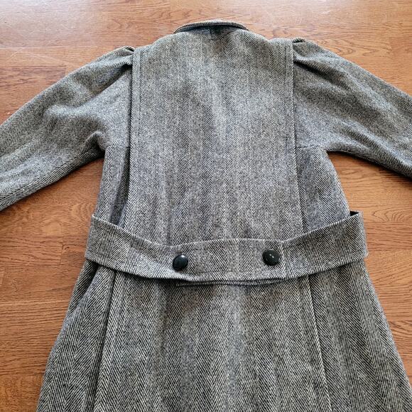 Vtg Black & White Tweed Trench Coat Wool Blend Sz M/L Jill Jr. - Picture 6 of 9